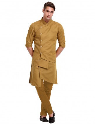 Classy brown cotton waistcoat set