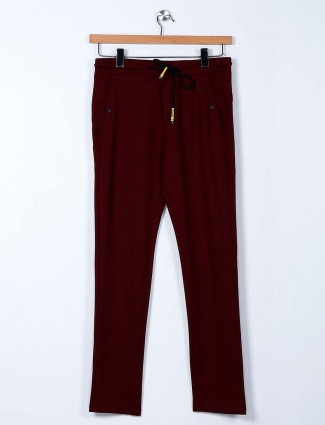 Cookyss maroon cotton printed track pant