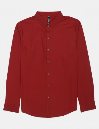 Cookyss maroon solid casual shirt in cotton