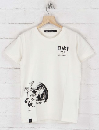Cookyss slim fit printed off white t-shirt