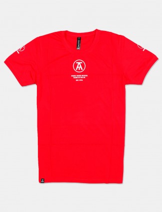 Cookyss solid red casual cotton t-shirt