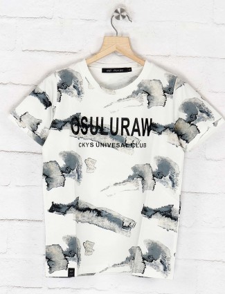 Cookyss white round neck printed t-shirt