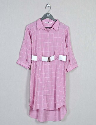 Cotton checks top in pink