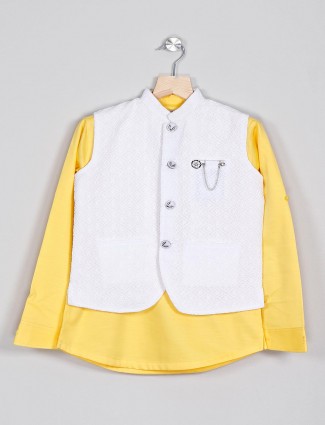 Cotton yellow and white waistcoat shirt