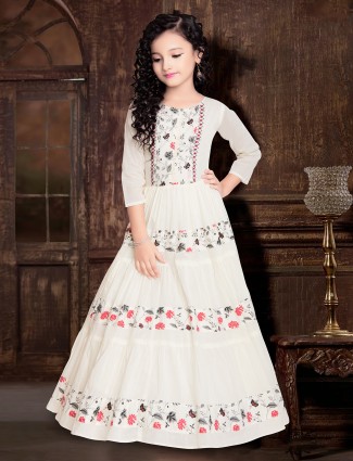 Cream color printed salwar suit for party and festivals