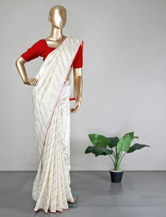 Cream silk saree for women