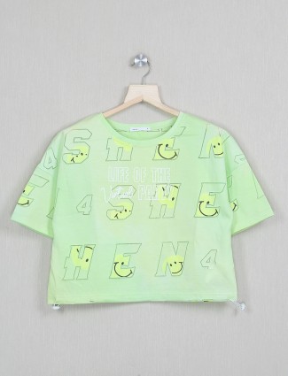 Deal green color printed cotton top 