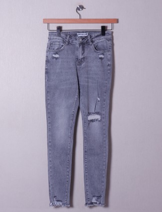 Deal grey ripped denim jeans for women