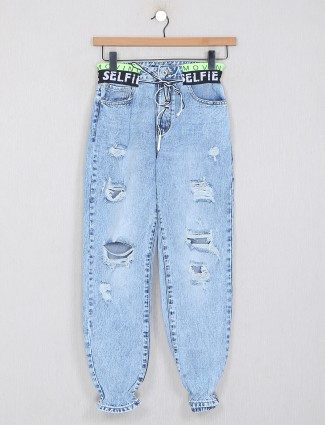 Deal ice blue ripped denim jeans