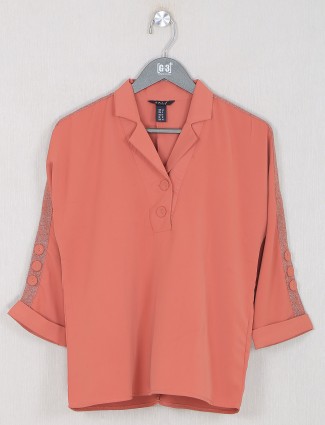 Deal presented orange solid style top for women