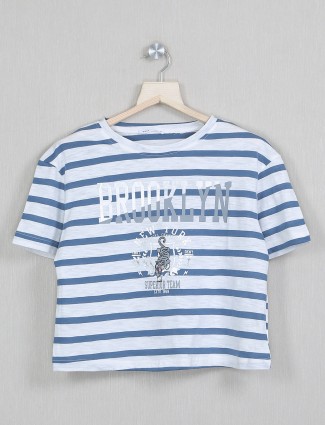 Deal stripe blue designer cotton top