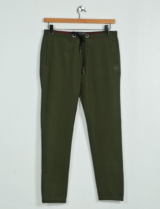 Deepee night solid olive comfortable track pant