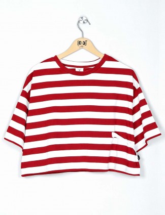 Desi Belle red striped cotton top for women