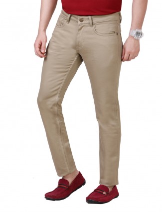 Dragon Hill beige solid casual slim fit jeans