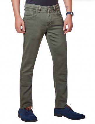 Dragon Hill simple look solid olive jeans