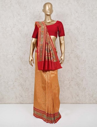 Exclusive banarasi silk orange saree