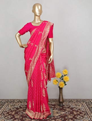 Fantastic magenta wedding occasions dola silk saree for women