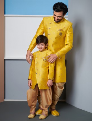 Father & Son yellow wedding wear indo western