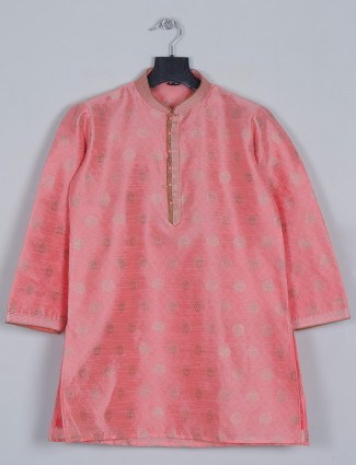 Festive wear pink silk kurta suit