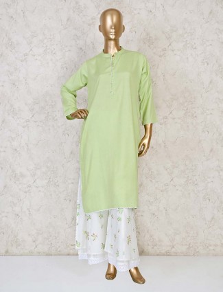 Festive wear pista green palazzo set in cotton