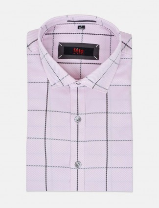 Fete formal wear baby pink checks shirt