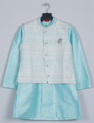 Firozi designer thread work waistcoat set for boys