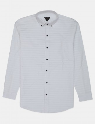 Flirt white stripe cotton casual shirt