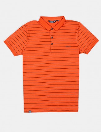 Freeze orange stripe cotton casual t-shirt