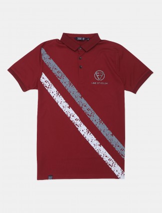 Freeze printed red tshirt for mens
