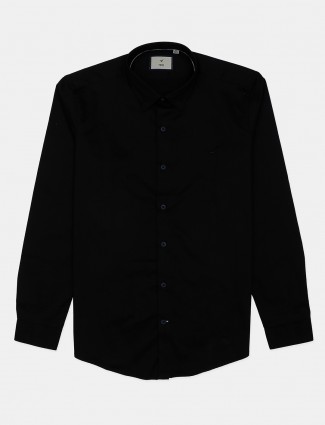 Frio solid black cotton mens shirt