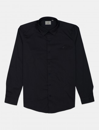 Frio solid dark grey cotton mens shirt