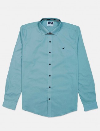 Frio teal green solid cotton shirt