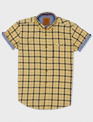 Gianti yellow checks pattern shirt