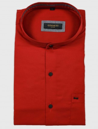 Ginneti solid red colored formal shirt