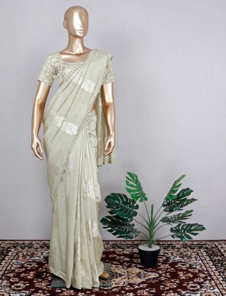 Grey designer silk saree for festive