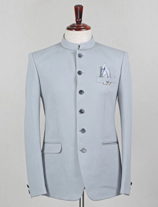 Grey color terry rayon jodhpuri blazer for wedding event