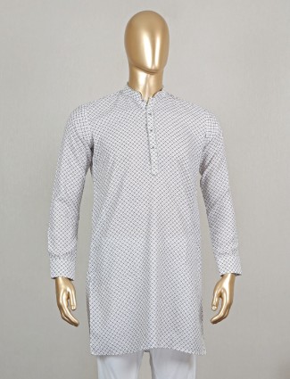 Grey cotton festive wear printged short pathani