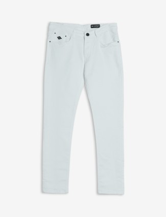 GS78 white solid slim fit jeans