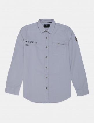I&F Seven solid light grey shade casual shirt
