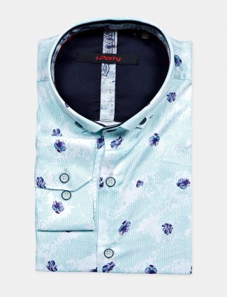 I Party blue color printed pattern shirt