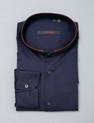 I Party solid navy cotton shirt