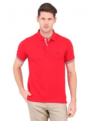 Indian Terrain red hue solid polo t-shirt