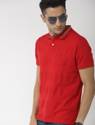 Indian Terrain solid red casual wear t-shirt