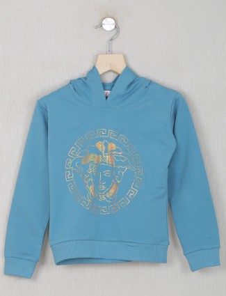 Just cloth blue hoodie t-shirt for girls