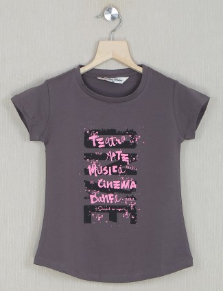 Just cloth casual top for girls in purple shade