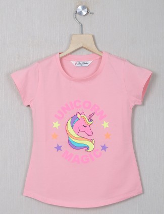 Just cloth pink cotton tshirt for girls