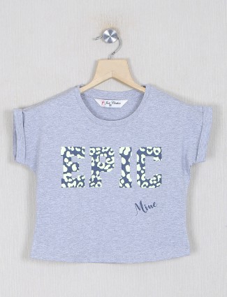 Just clothes grey cotton tshirt for girls