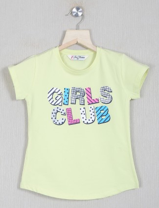 Just clothes printed light lime green cotton top