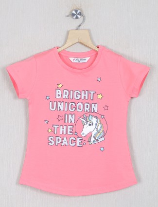 Just clothes printed punch pink casual t-shirt for girls