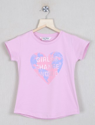 Just clothes printed purple cotton girls top